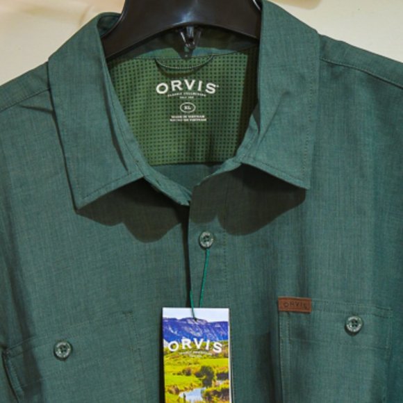 Orvis Men Short Sleeve Woven Shirt S XL XXL GREEN - Picture 3 of 5